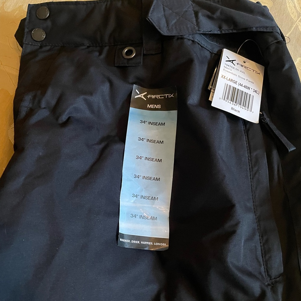 Men’s snow pants, Arctix, 2XL, 34 inch inseam.
